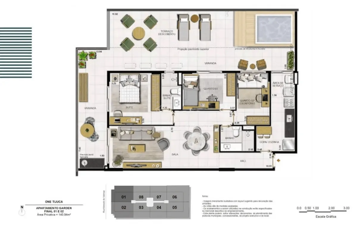 Planta 5: One Tijuca, apartamento de alto padrão na Tijuca, Rio de Janeiro