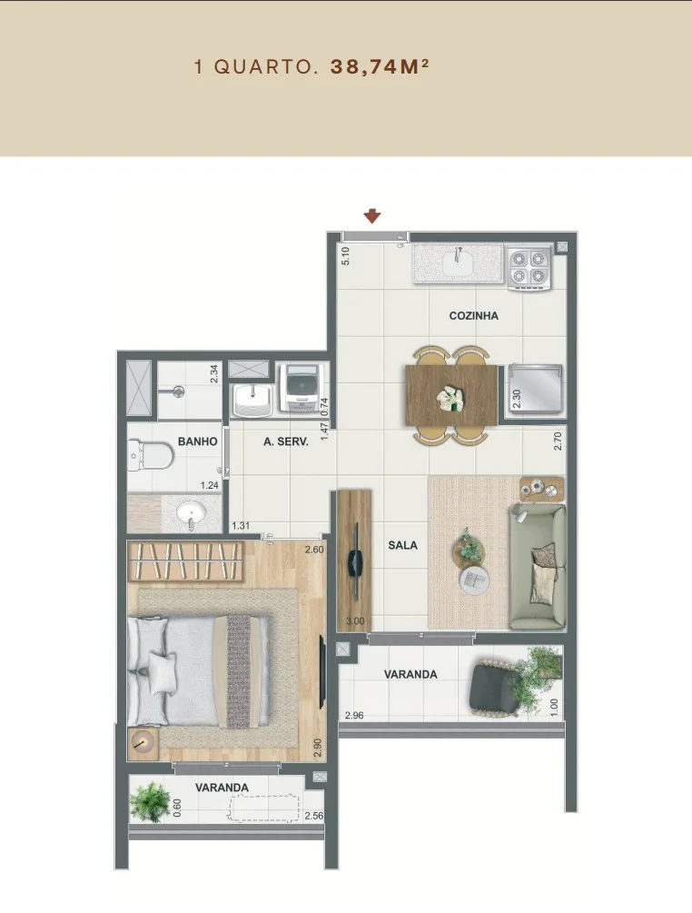 Planta 5: Residencial Erê Porto Maravilha, studio de alto padrão no Centro, Rio de Janeiro
