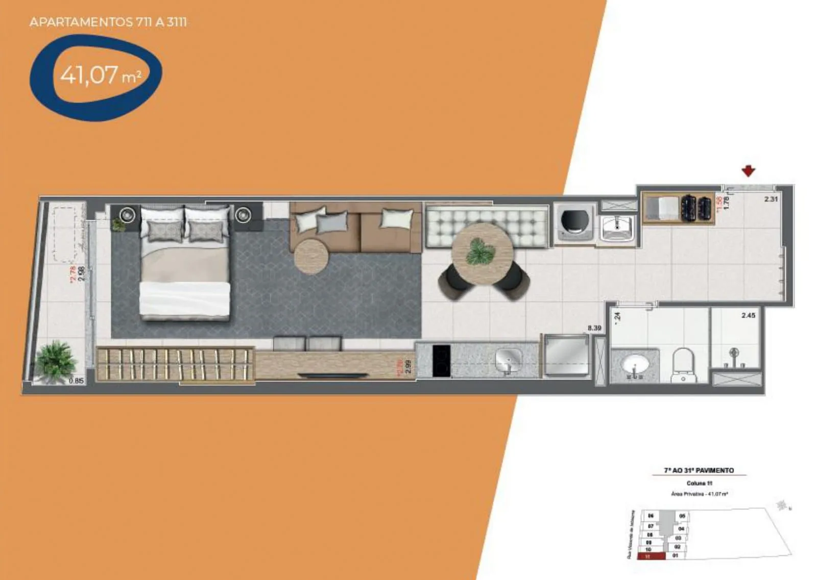 Planta 14: Residencial Skylux, studio de alto padrão no Centro, Rio de Janeiro