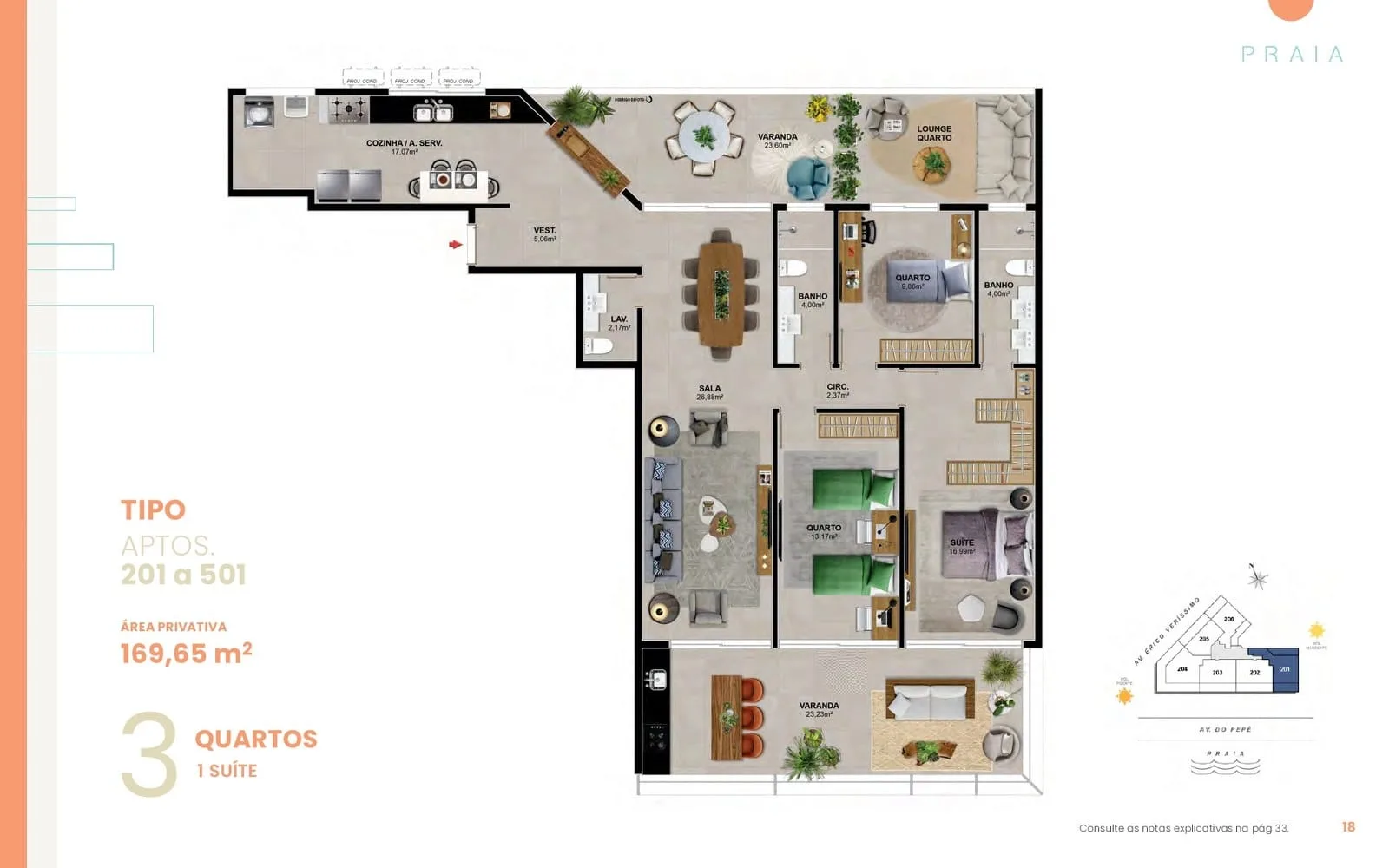 Planta 14: Praia Residencial Mar, apartamento de alto padrão na Barra da Tijuca, Rio de Janeiro