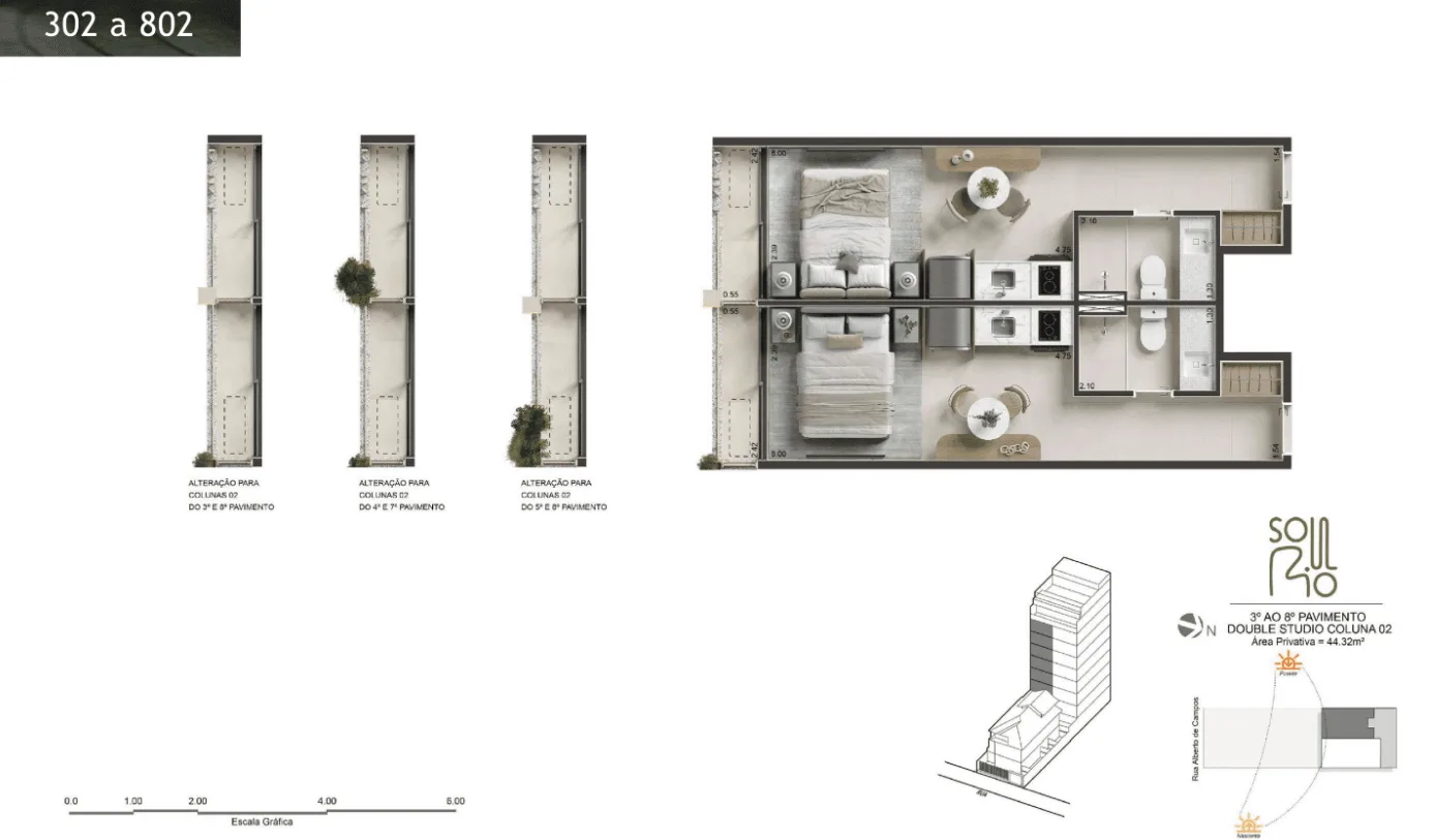 Planta 35: Soul Rio Ipanema, studio de alto padrão em Ipanema, Rio de Janeiro