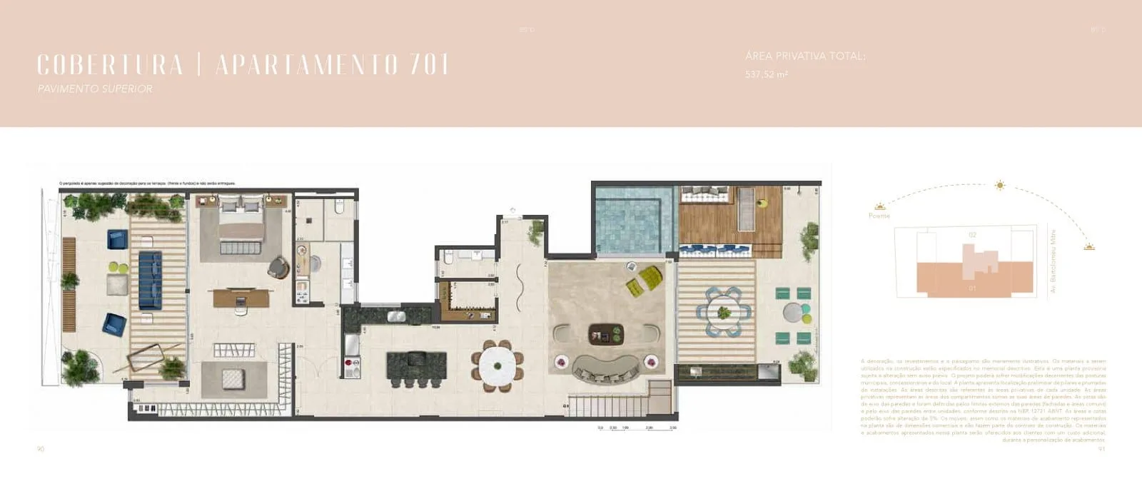 Planta 9: Areia Leblon, apartamento de alto padrão no Leblon, Rio de Janeiro