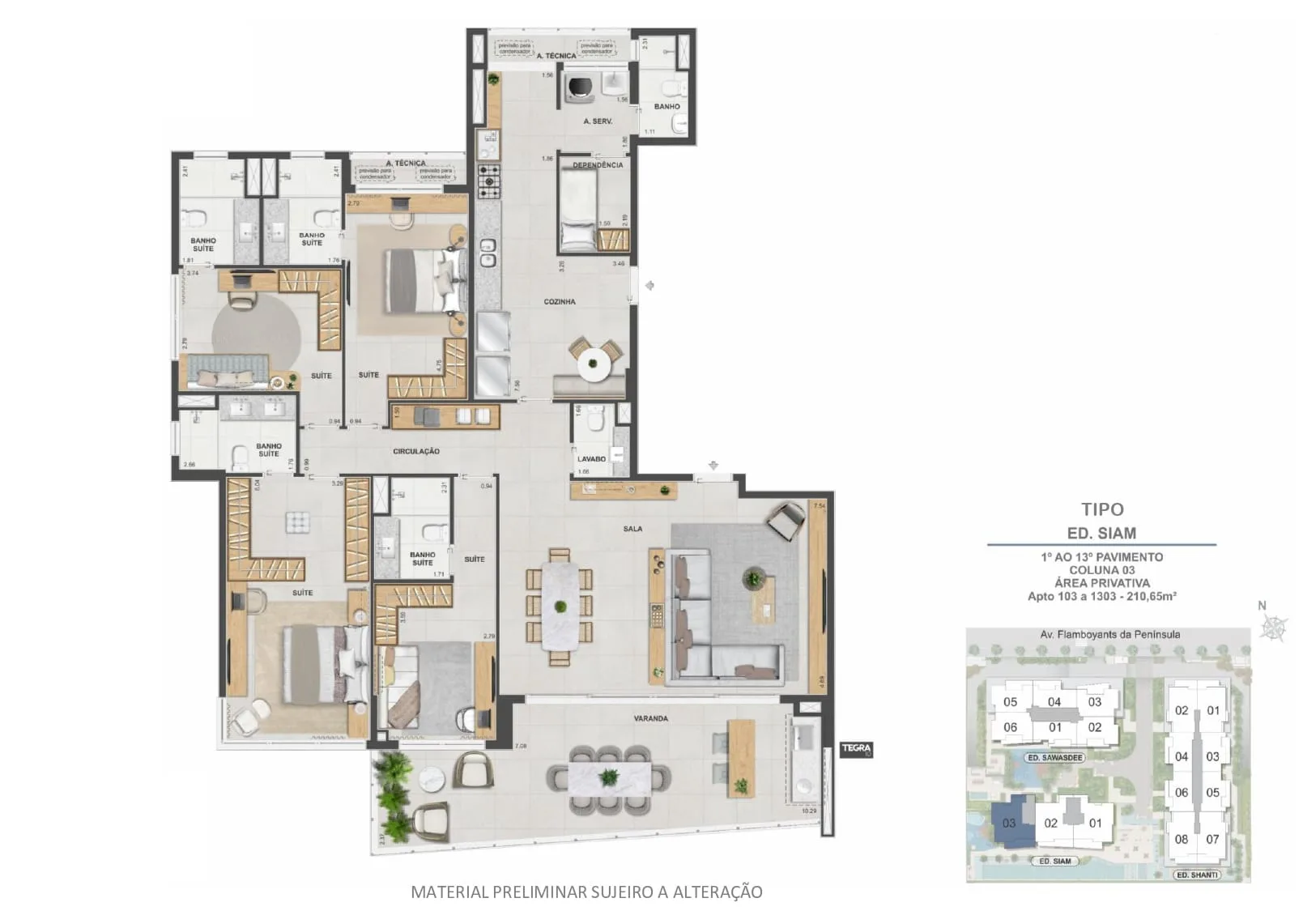 Planta 18: Península Collection, apartamento de alto padrão na Barra da Tijuca, Rio de Janeiro