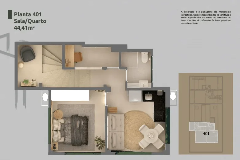 Planta 17: Residencial Vilares Copacabana, studio de alto padrão em Copacabana, Rio de Janeiro