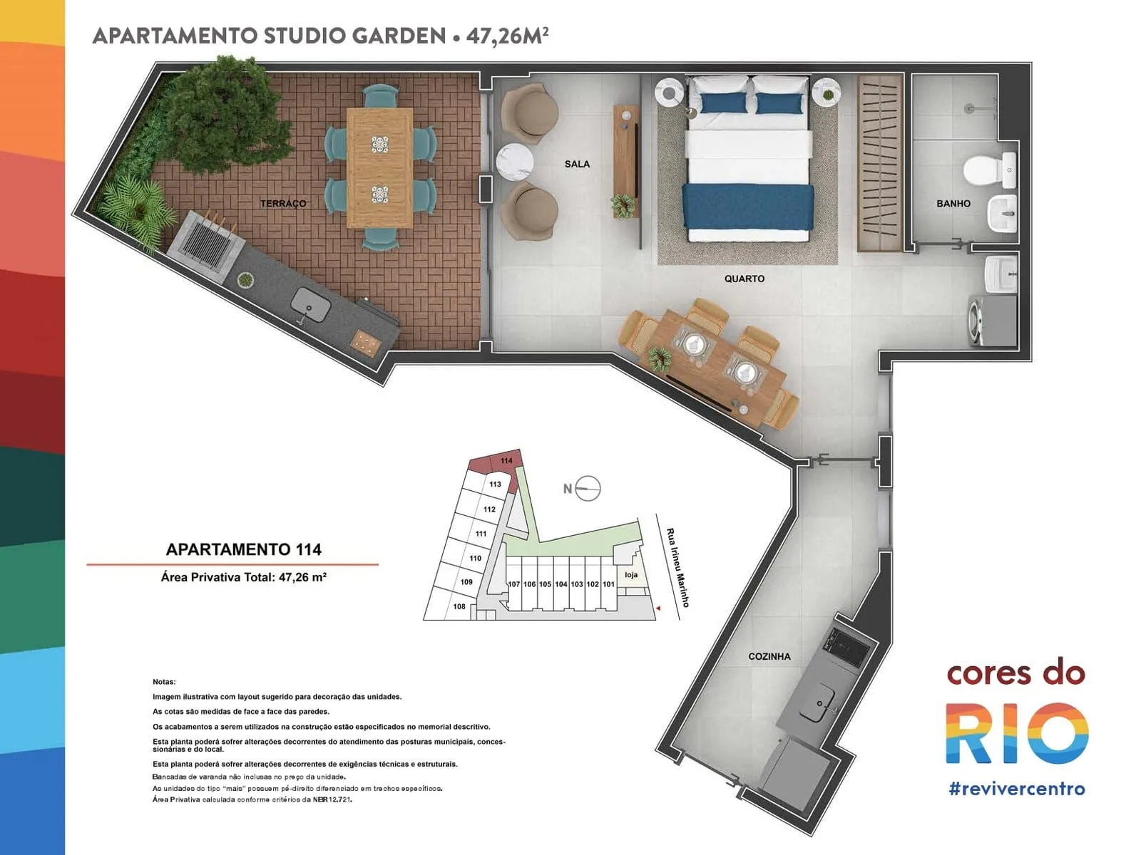 Planta 8: Cores do Rio, studio de alto padrão no Centro, Rio de Janeiro
