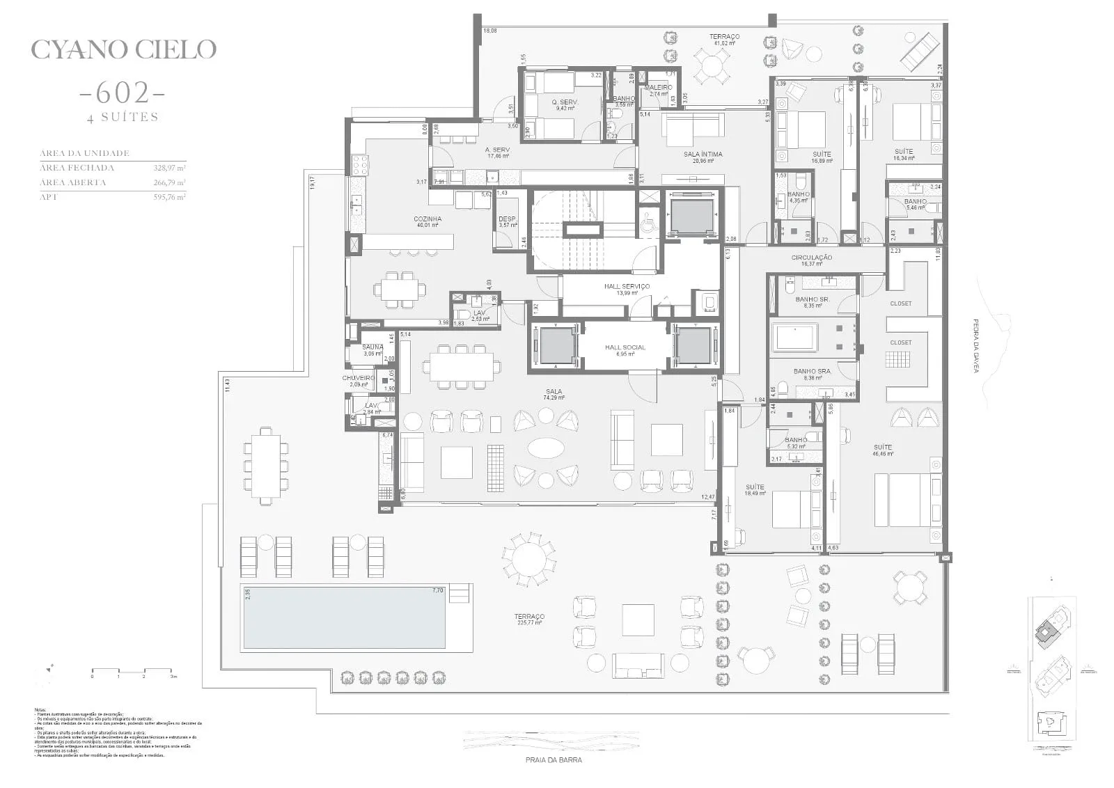 Planta 13: Cyano Exclusive Residences, apartamento de alto padrão na Barra da Tijuca, Rio de Janeiro