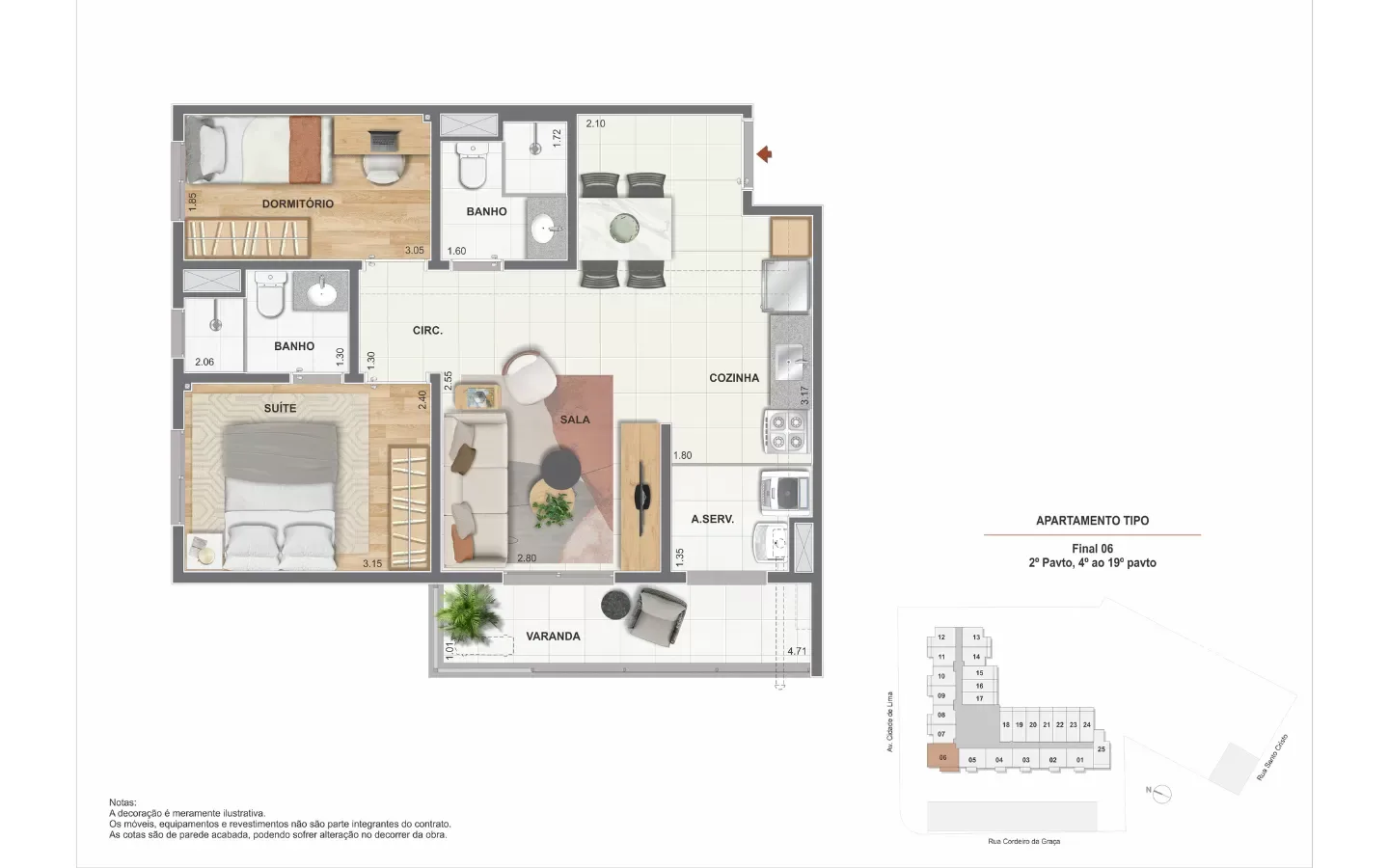 Planta 3: Residencial Pixinguinha Porto Maravilha, studio de alto padrão no Centro, Rio de Janeiro