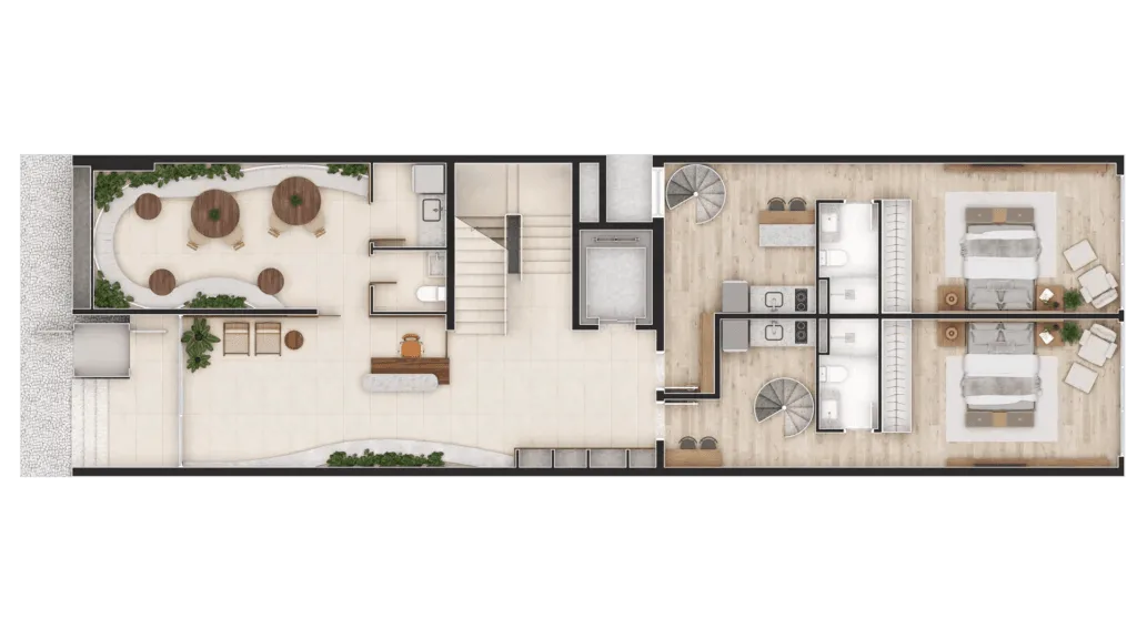 Planta 1: Amaré Arpoador, studio de alto padrão no Arpoador, Rio de Janeiro