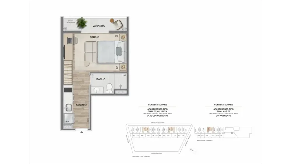 Planta 17: Connect Square, studio de alto padrão no Centro, Rio de Janeiro