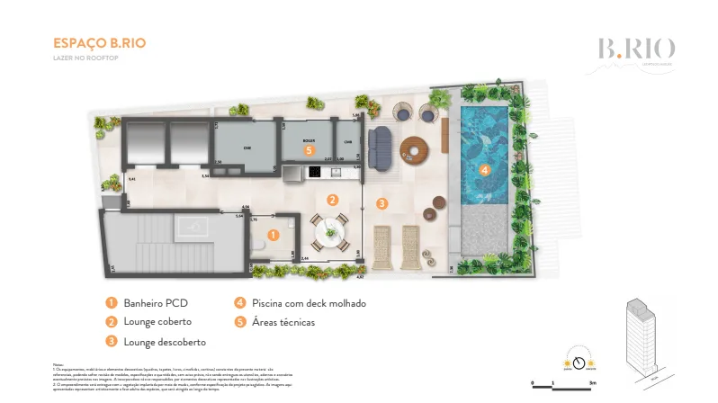 Planta 3: Ben in Rio Leopoldo Miguez, studio de alto padrão em Copacabana, Rio de Janeiro