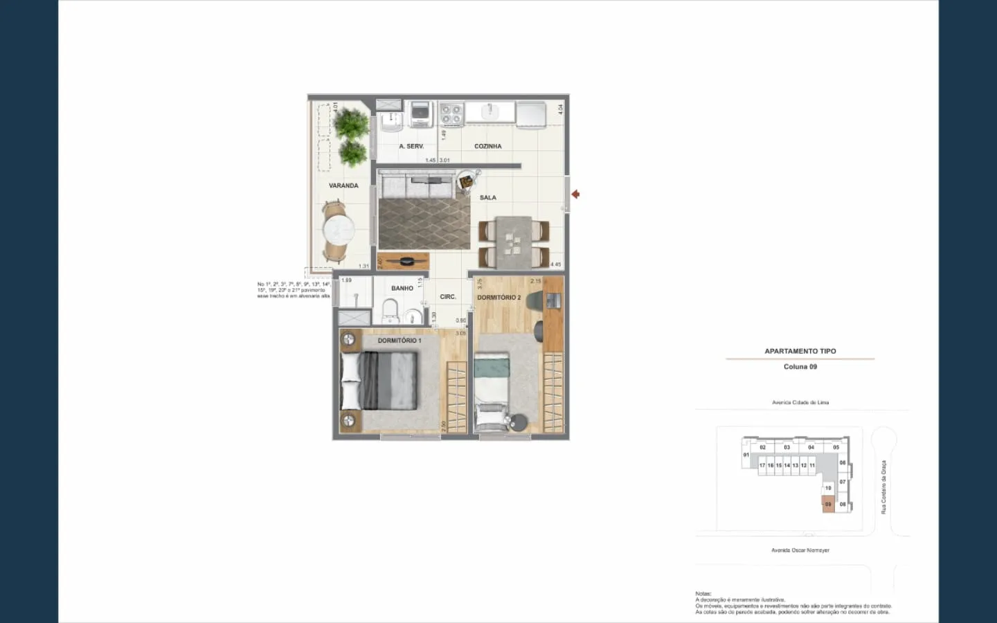 Planta 6: Baía Guanabara Residences, studio de alto padrão em Ipanema, Rio de Janeiro