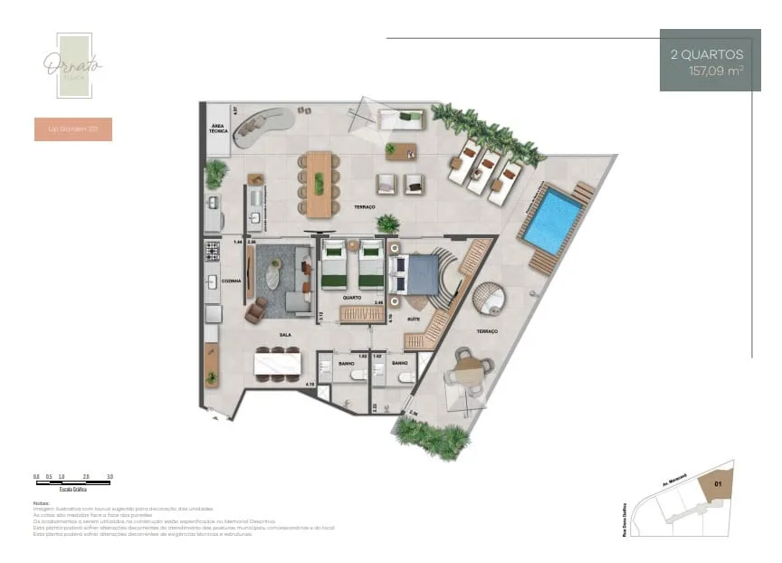 Planta 1: Ornato Tijuca, apartamento de alto padrão na Tijuca, Rio de Janeiro