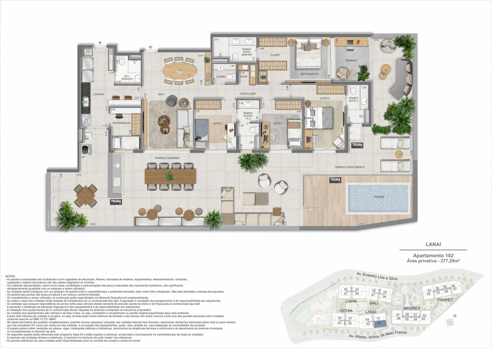 Planta 15: Gaea Home Resort, apartamento de alto padrão na Barra da Tijuca, Rio de Janeiro