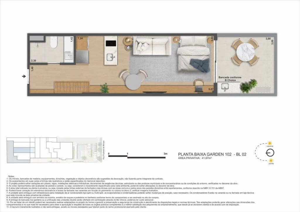 Planta 5: Ben in Rio Prudente 1356, studio de alto padrão em Ipanema, Rio de Janeiro
