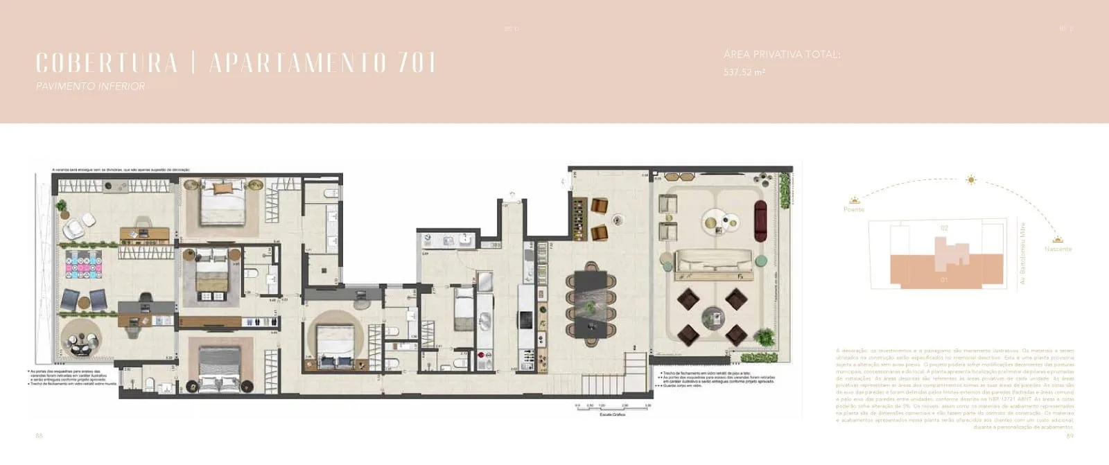 Planta 8: Areia Leblon, apartamento de alto padrão no Leblon, Rio de Janeiro