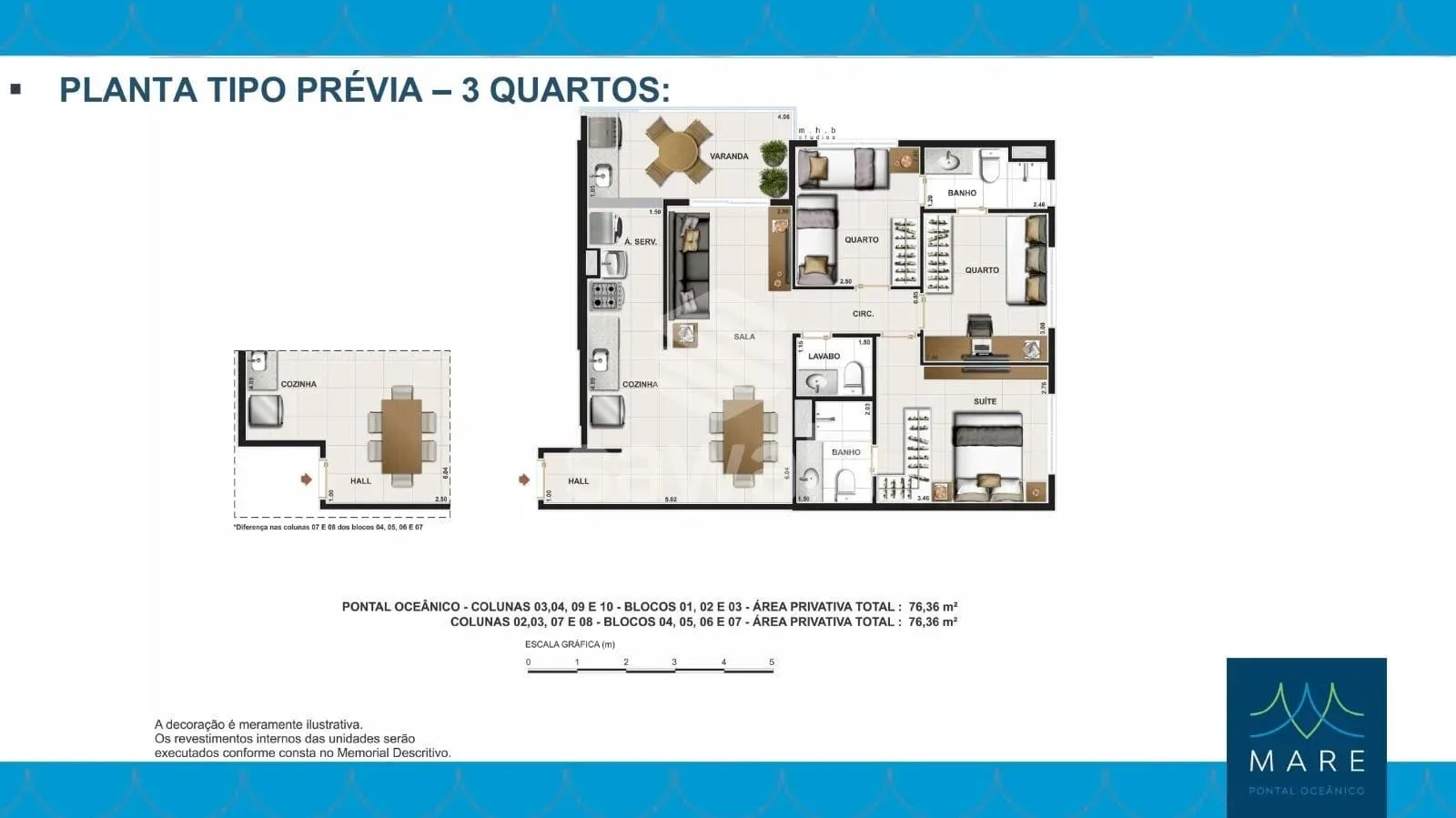 Planta 3: Mare Pontal Oceânico, apartamento de alto padrão no Recreio dos Bandeirantes, Rio de Janeiro