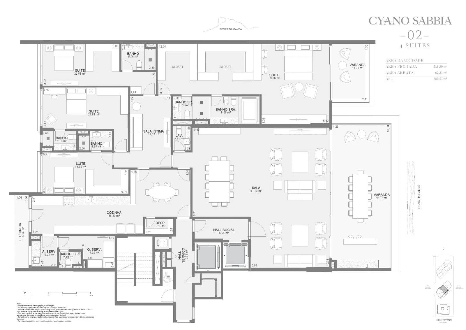 Planta 4: Cyano Exclusive Residences, apartamento de alto padrão na Barra da Tijuca, Rio de Janeiro