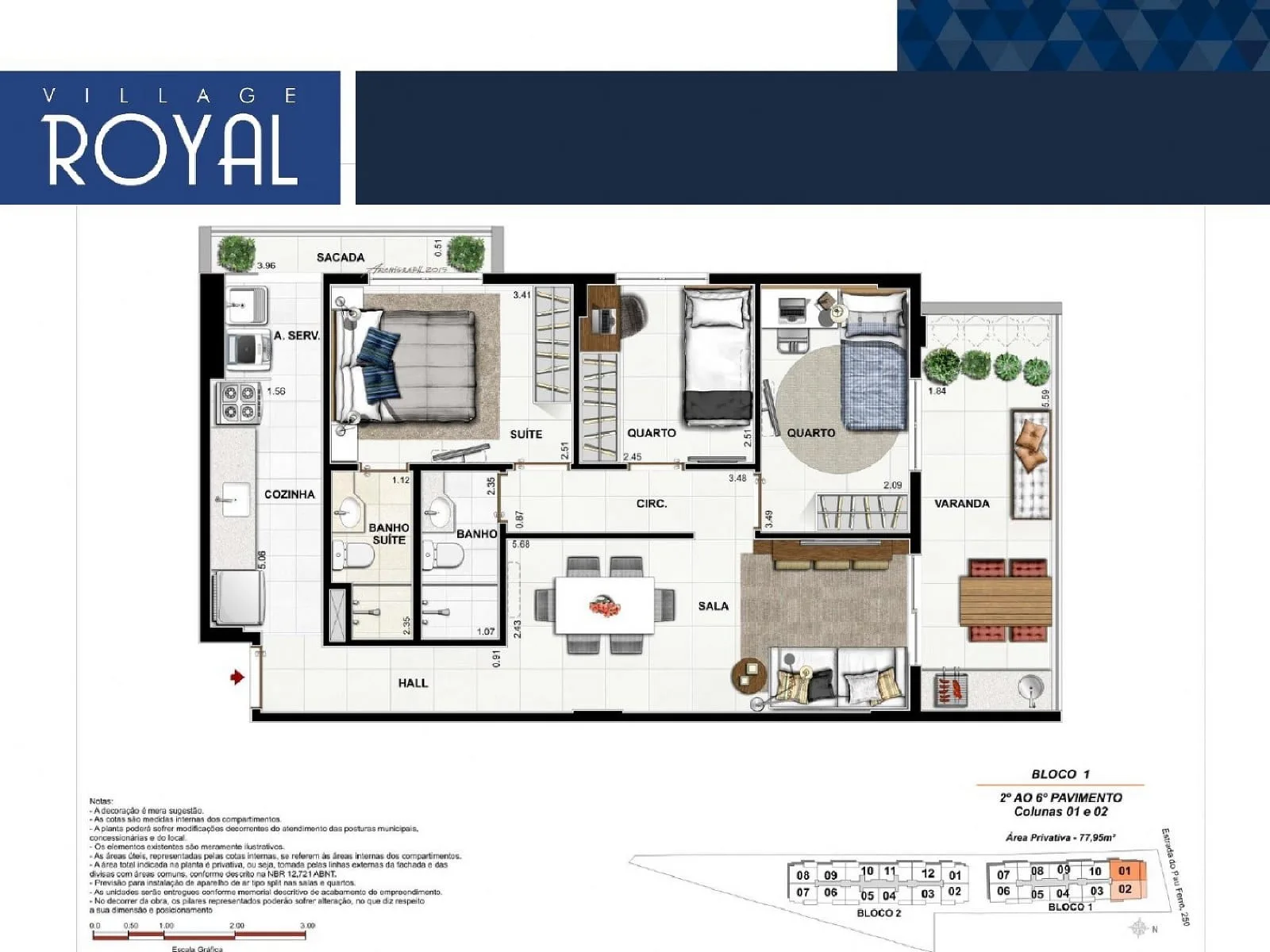 Planta 1: Village Royal Freguesia, apartamento de alto padrão em Outro, Rio de Janeiro