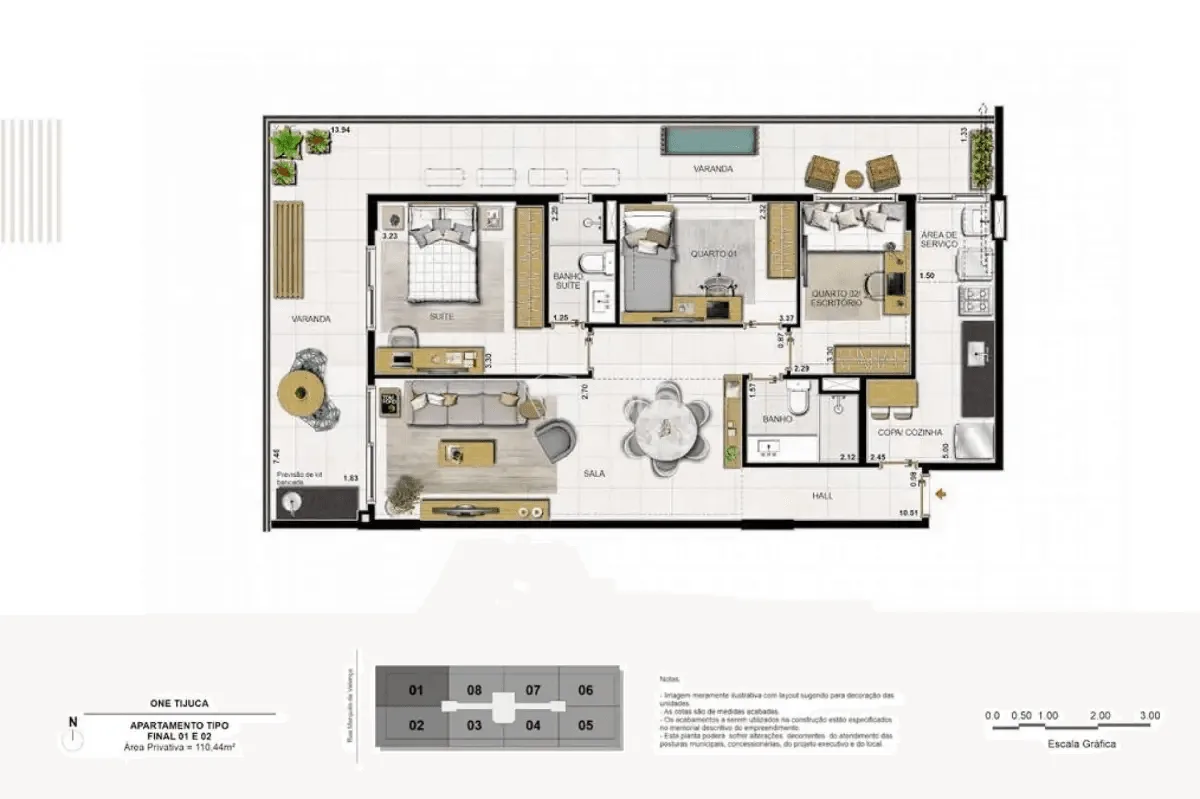 Planta 4: One Tijuca, apartamento de alto padrão na Tijuca, Rio de Janeiro