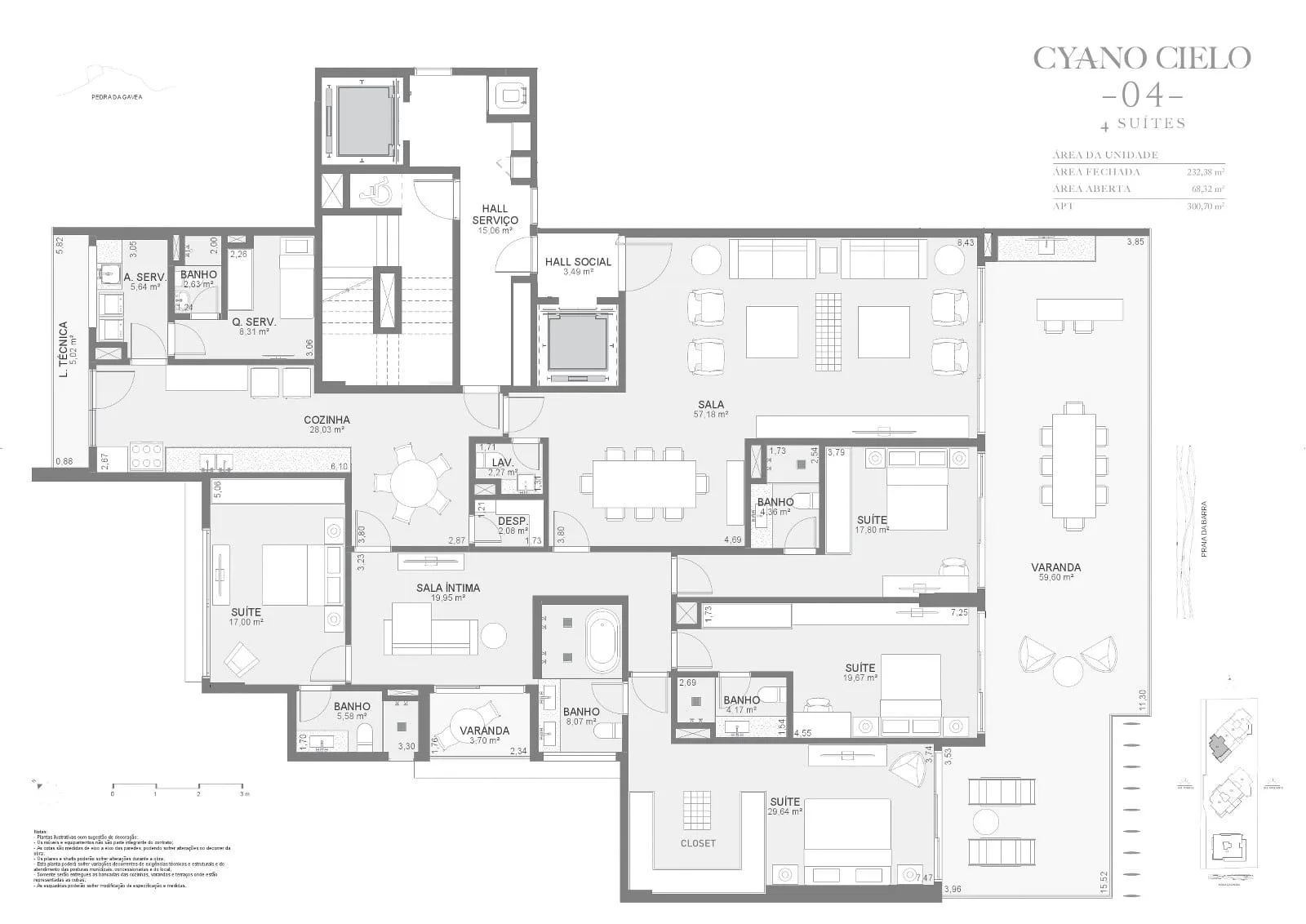 Planta 11: Cyano Exclusive Residences, apartamento de alto padrão na Barra da Tijuca, Rio de Janeiro