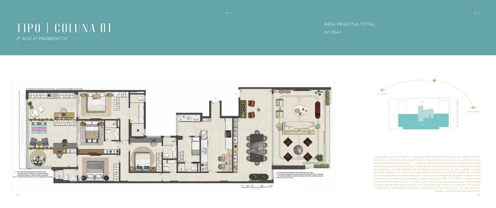 Planta 6: Areia Leblon, apartamento de alto padrão no Leblon, Rio de Janeiro