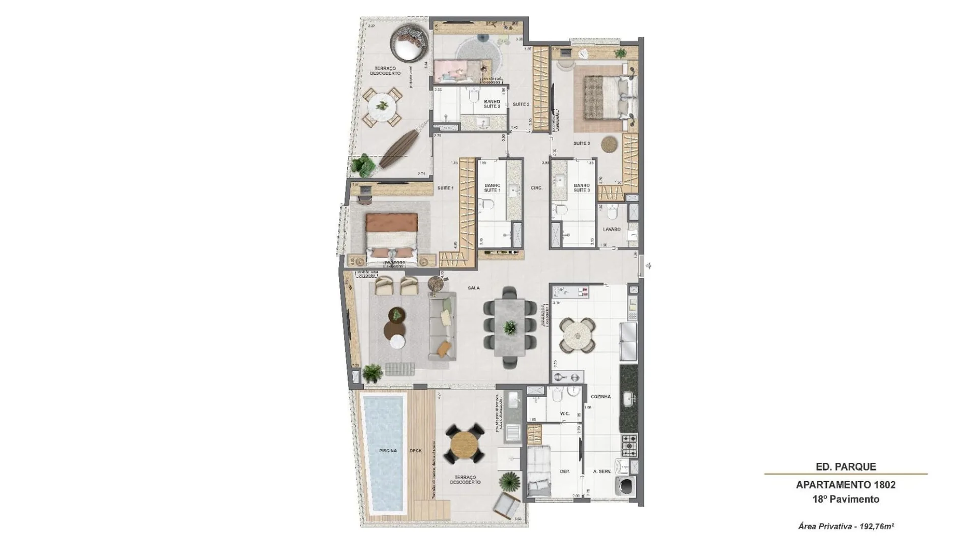 Planta 55: Endless Peninsula, apartamento de alto padrão na Barra da Tijuca, Rio de Janeiro