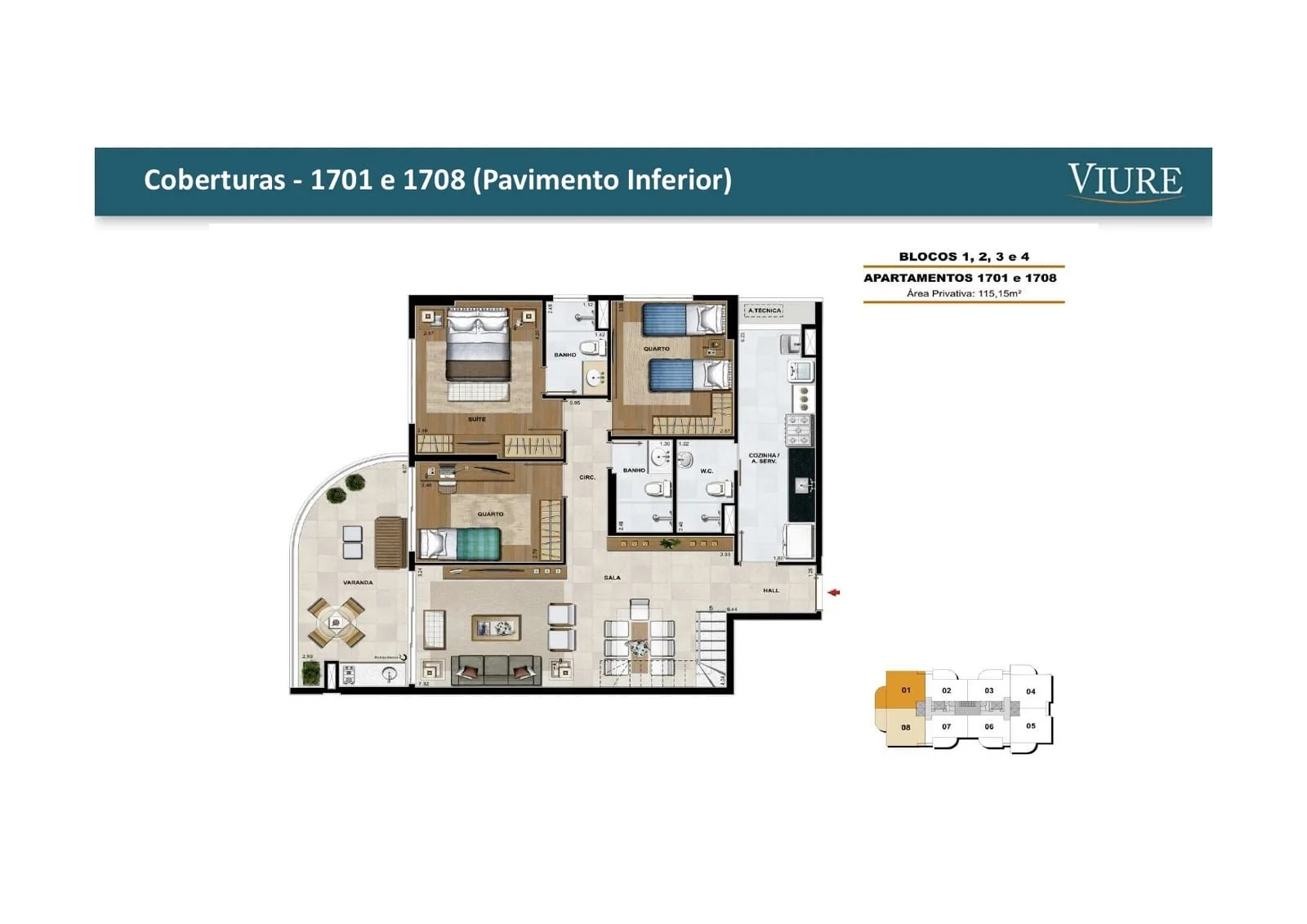 Planta 8: Viure Ilha Pura, apartamento de alto padrão na Barra da Tijuca, Rio de Janeiro