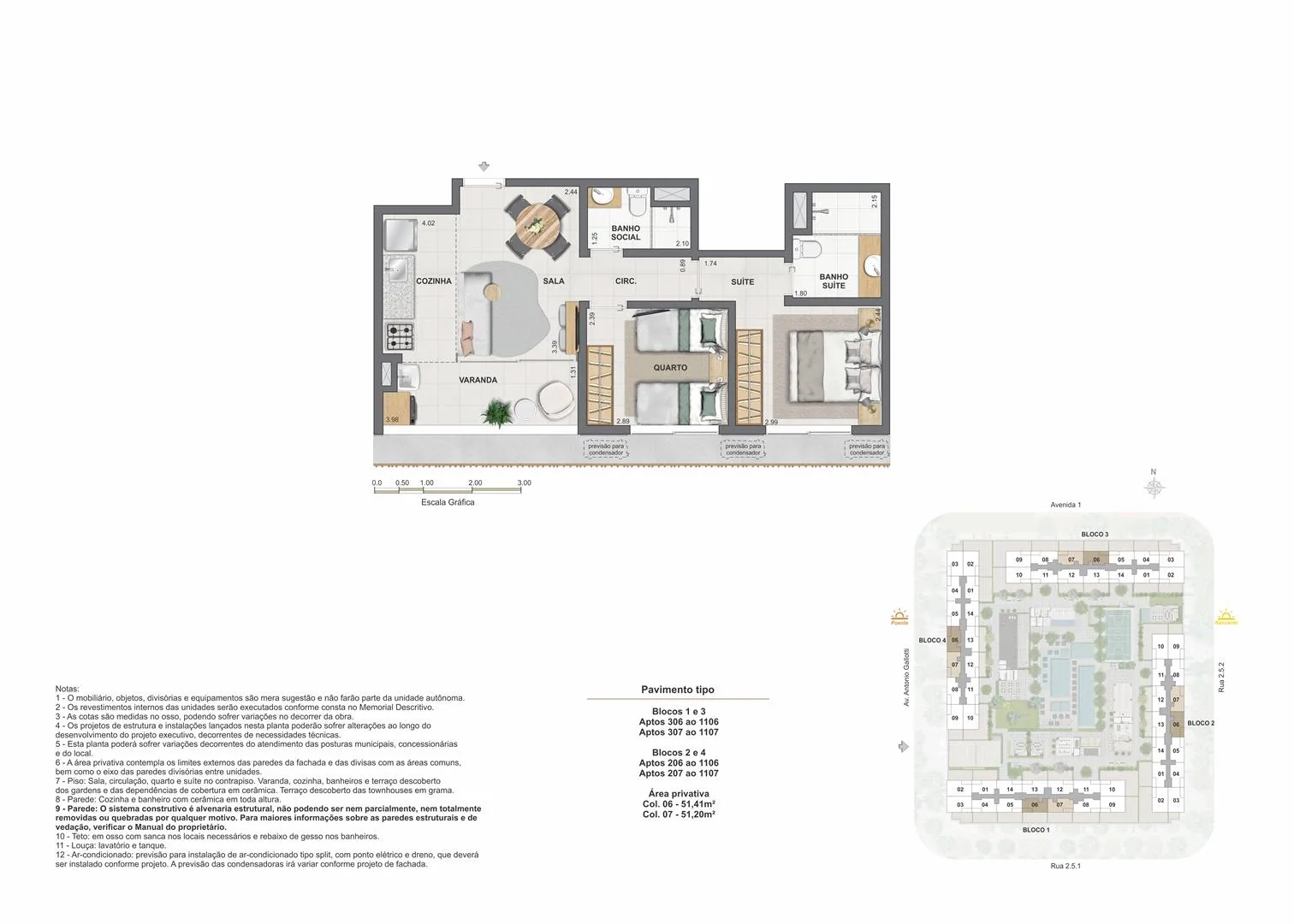 Planta 3: Arte Wood Residences, apartamento de alto padrão na Barra Olímpica, Rio de Janeiro