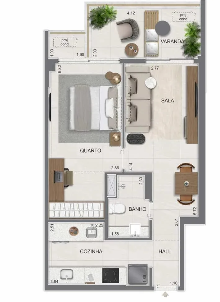 Planta 2: Lis Smart Living Copacabana, studio de alto padrão em Copacabana, Rio de Janeiro