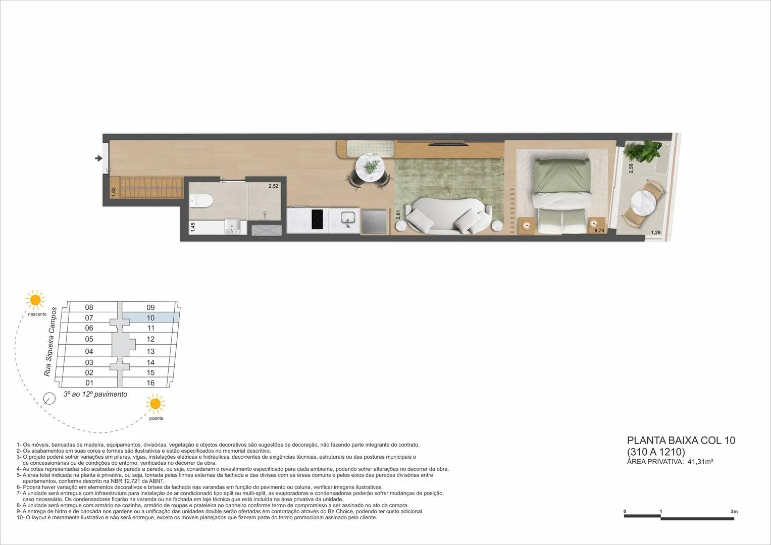 Planta 16: Ben in Rio Praia de Copacabana, studio de alto padrão em Copacabana, Rio de Janeiro