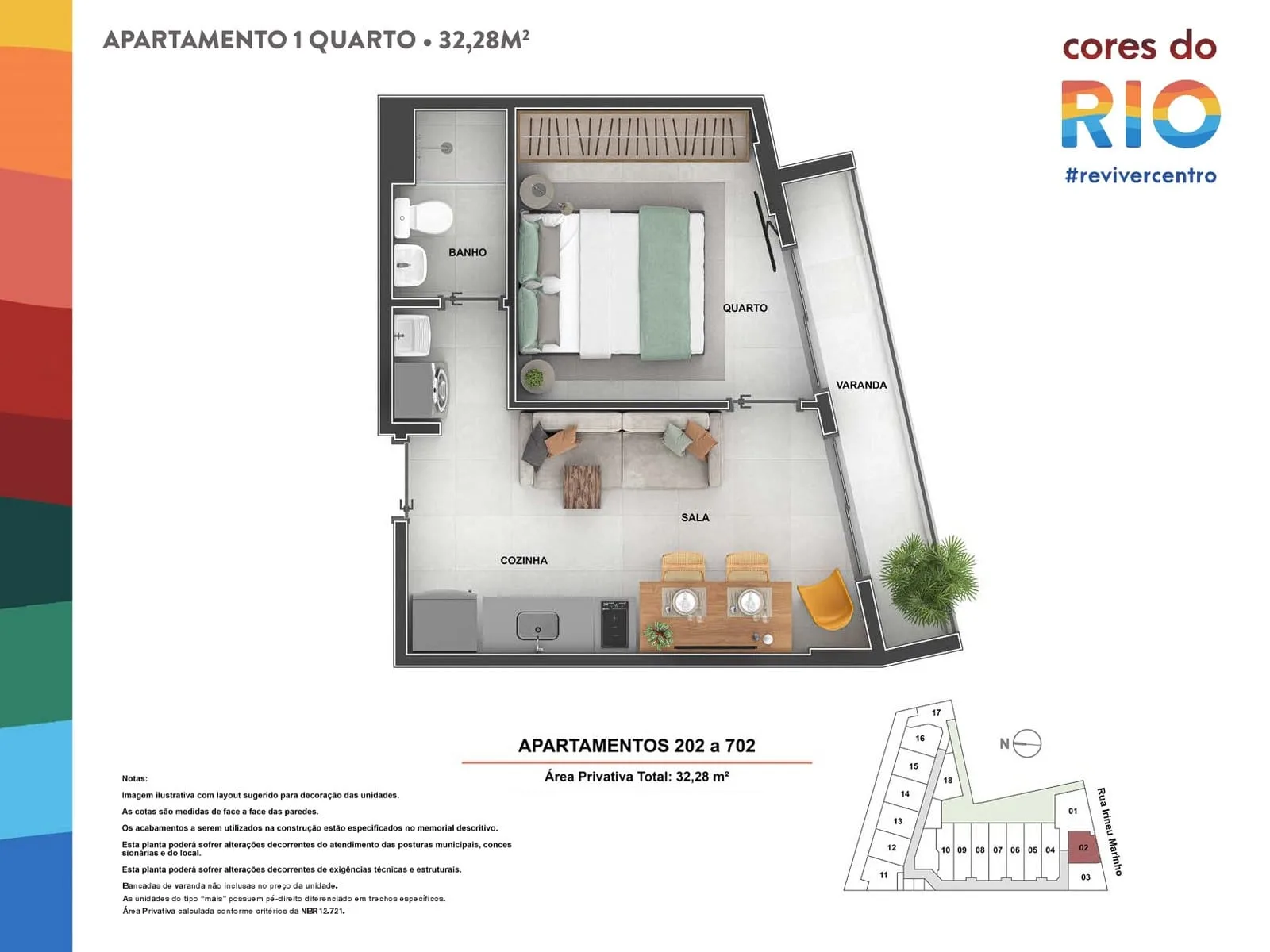 Planta 10: Cores do Rio, studio de alto padrão no Centro, Rio de Janeiro