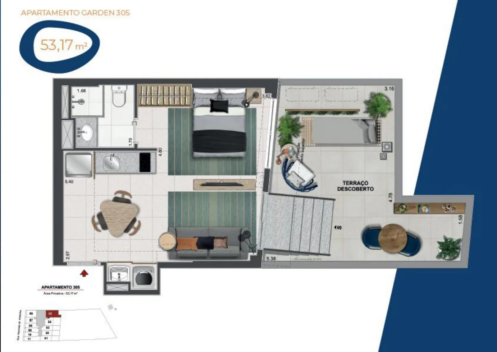 Planta 8: Residencial Skylux, studio de alto padrão no Centro, Rio de Janeiro