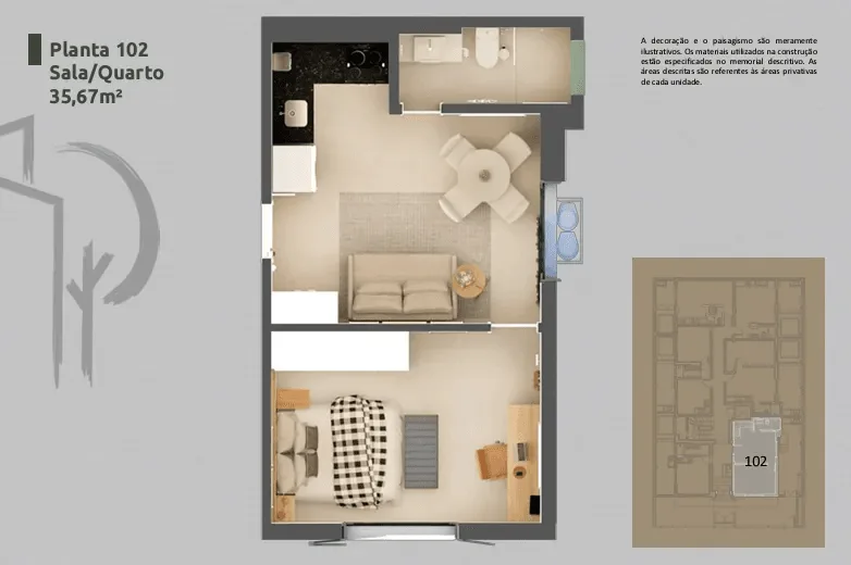 Planta 2: Residencial Vilares Copacabana, studio de alto padrão em Copacabana, Rio de Janeiro