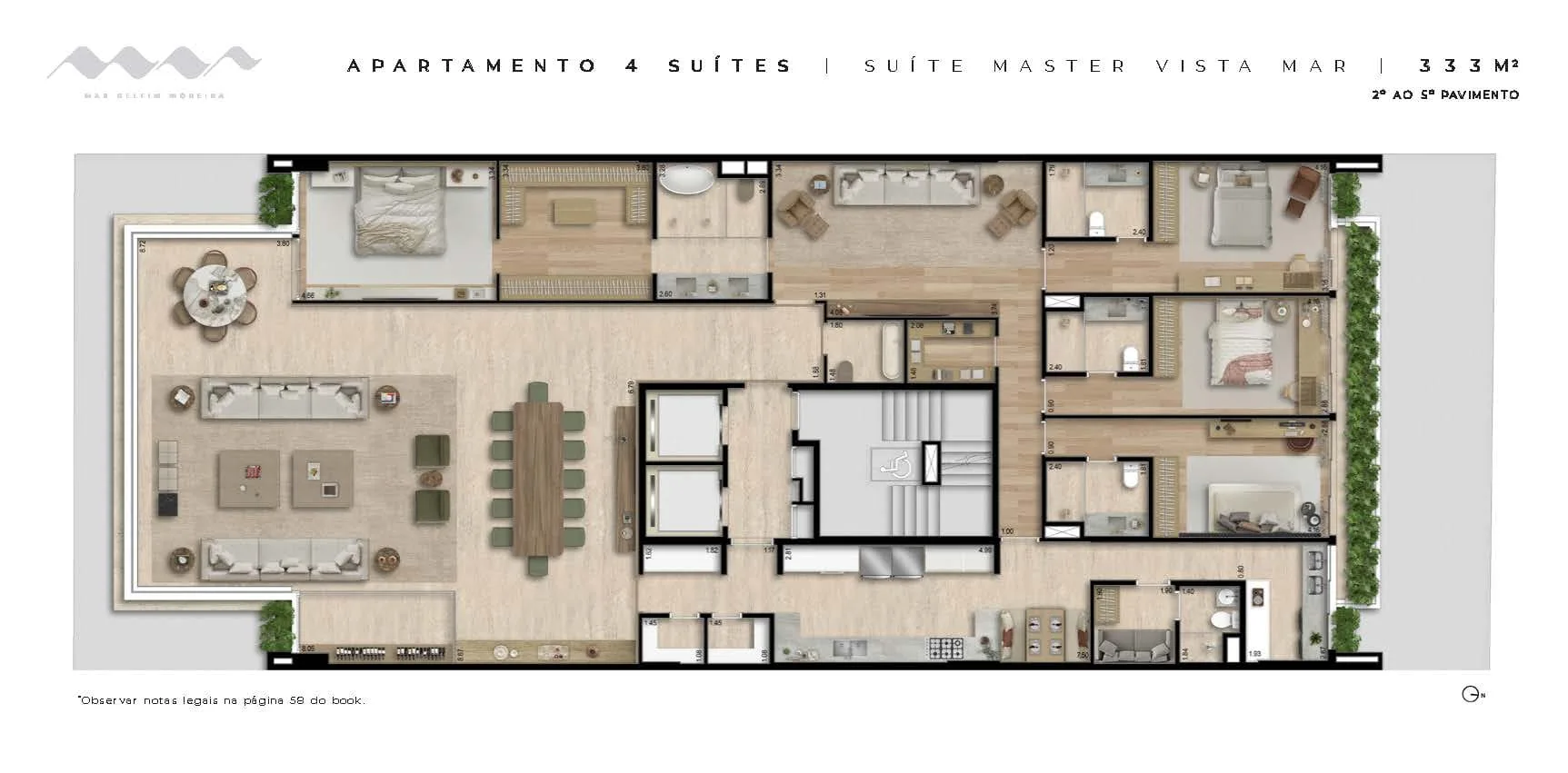 Planta 4: Mar Delfim Moreira, apartamento de alto padrão no Leblon, Rio de Janeiro
