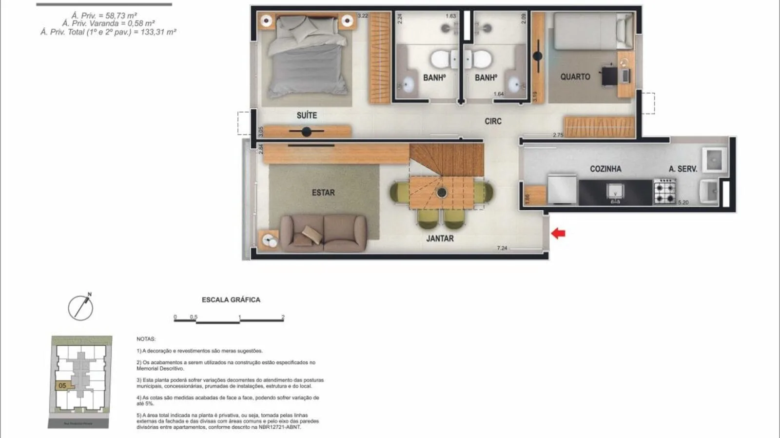 Planta 1: Mode Freguesia, apartamento de alto padrão em Outro, Rio de Janeiro