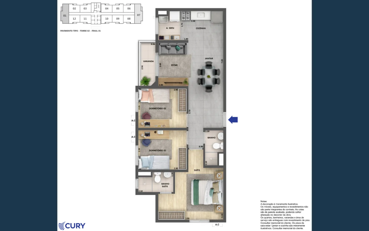 Planta 3: Nova Norte Ginga, apartamento de alto padrão em Outro, Rio de Janeiro