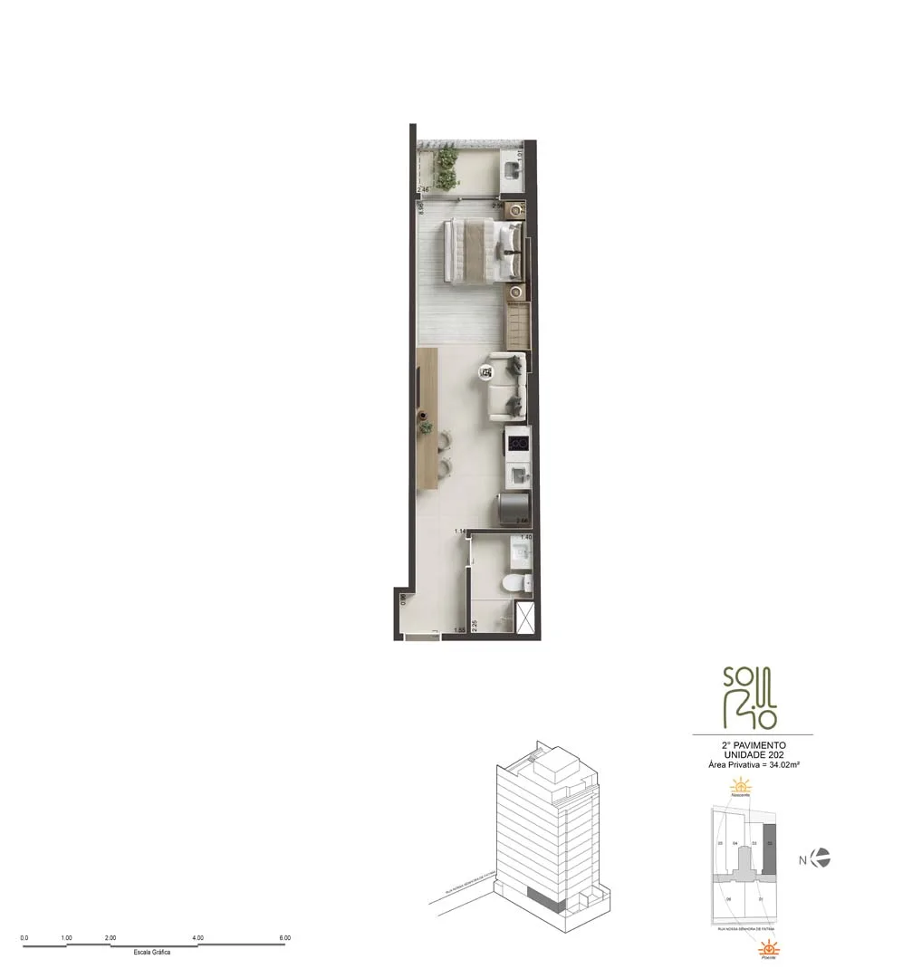 Planta 6: Soul Rio Nossa Senhora de Fátima, studio de alto padrão no Centro, Rio de Janeiro