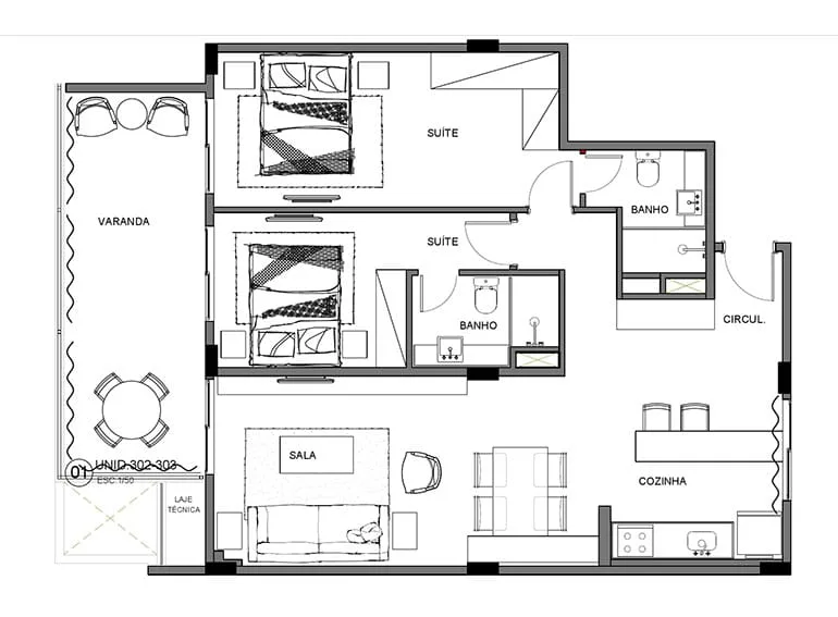 Planta 14: Selfie Tech Copacabana, apartamento de alto padrão em Copacabana, Rio de Janeiro
