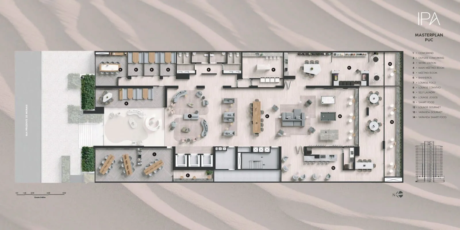 Planta 3: Ipa Studios , studio de alto padrão em Ipanema, Rio de Janeiro