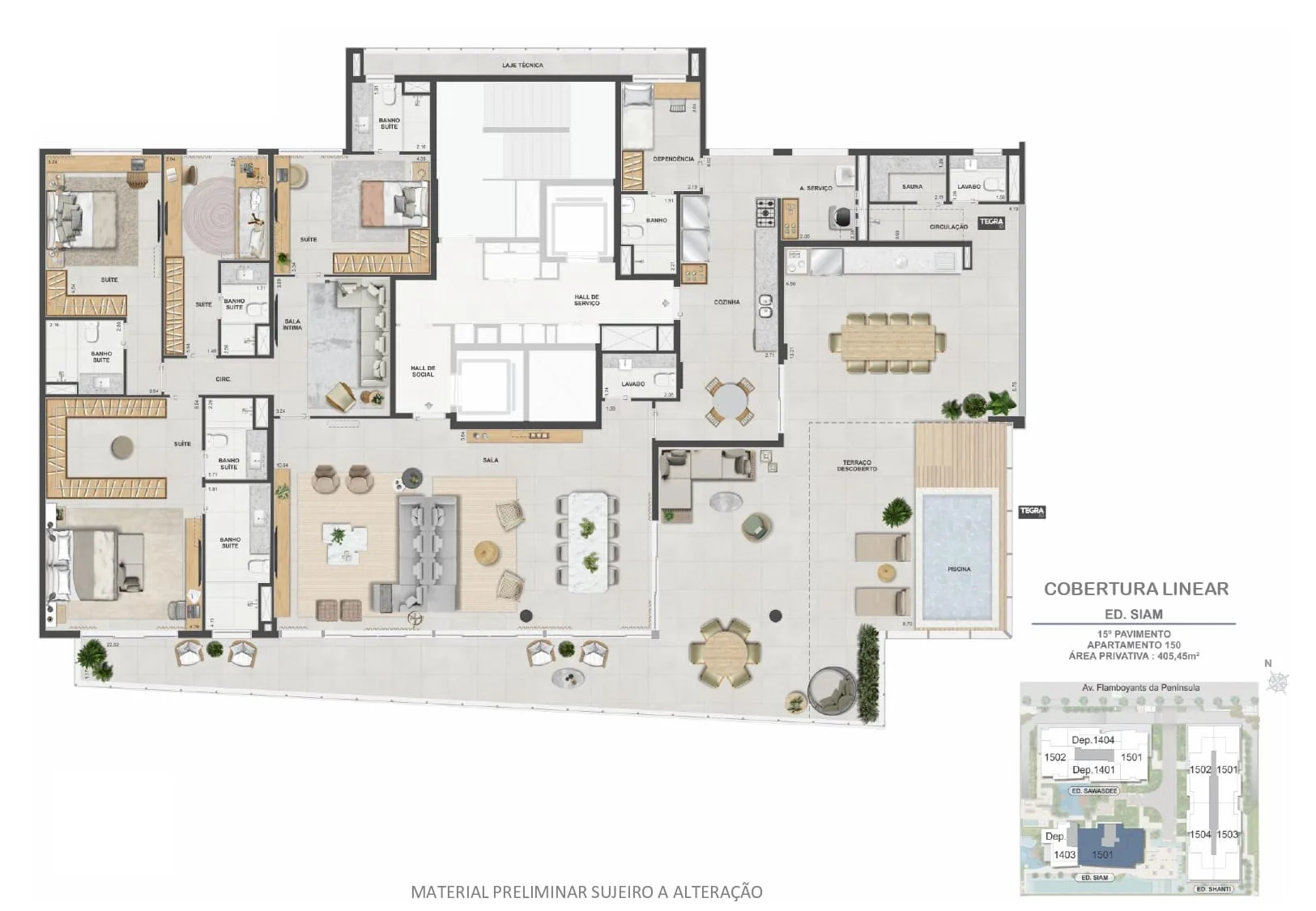 Planta 19: Península Collection, apartamento de alto padrão na Barra da Tijuca, Rio de Janeiro