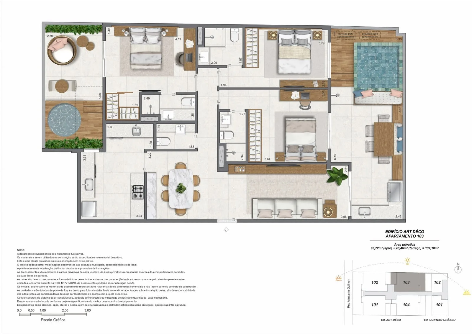 Planta 3: Paradís Mozak, apartamento de alto padrão no Leblon, Rio de Janeiro