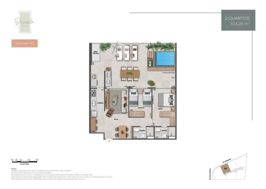 Planta 3: Ornato Tijuca, apartamento de alto padrão na Tijuca, Rio de Janeiro
