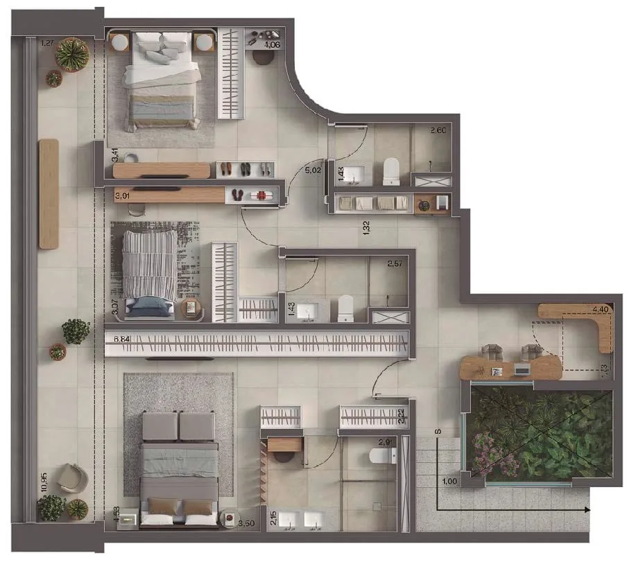 Planta 2: Insigna Península, apartamento de alto padrão na Barra da Tijuca, Rio de Janeiro