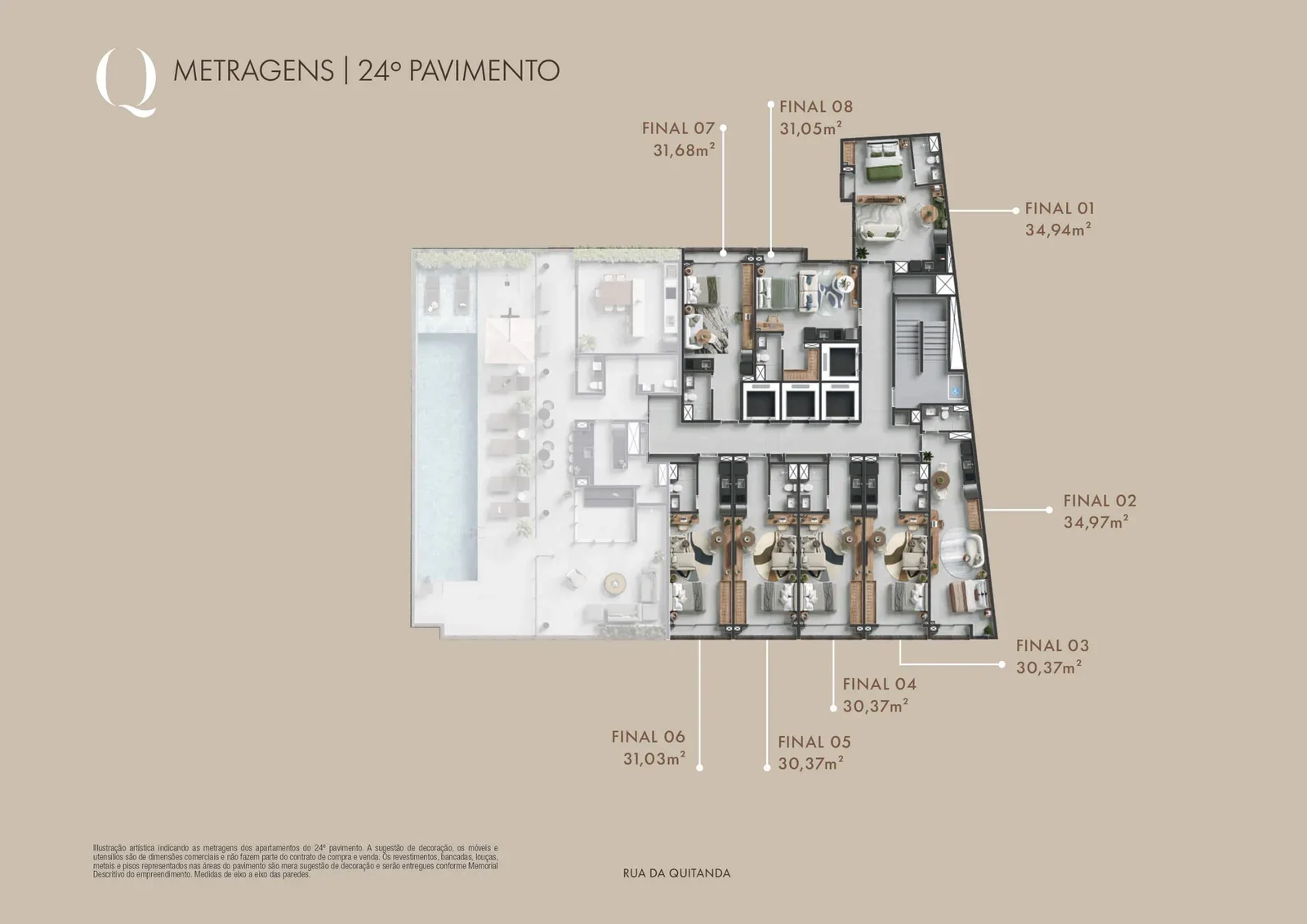 Planta 6: Q Studios Rua da Quitanda, 23, studio de alto padrão no Centro, Rio de Janeiro
