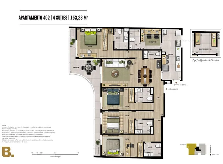 Planta 2: PB 50 Botafogo, apartamento de alto padrão em Botafogo, Rio de Janeiro