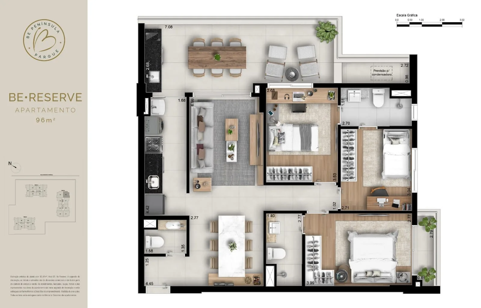 Planta 3: Be Peninsula, apartamento de alto padrão na Barra da Tijuca, Rio de Janeiro