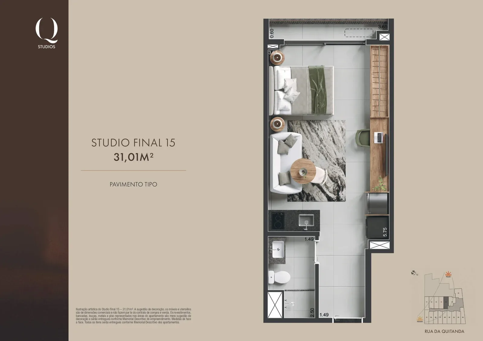 Planta 10: Q Studios Rua da Quitanda, 23, studio de alto padrão no Centro, Rio de Janeiro