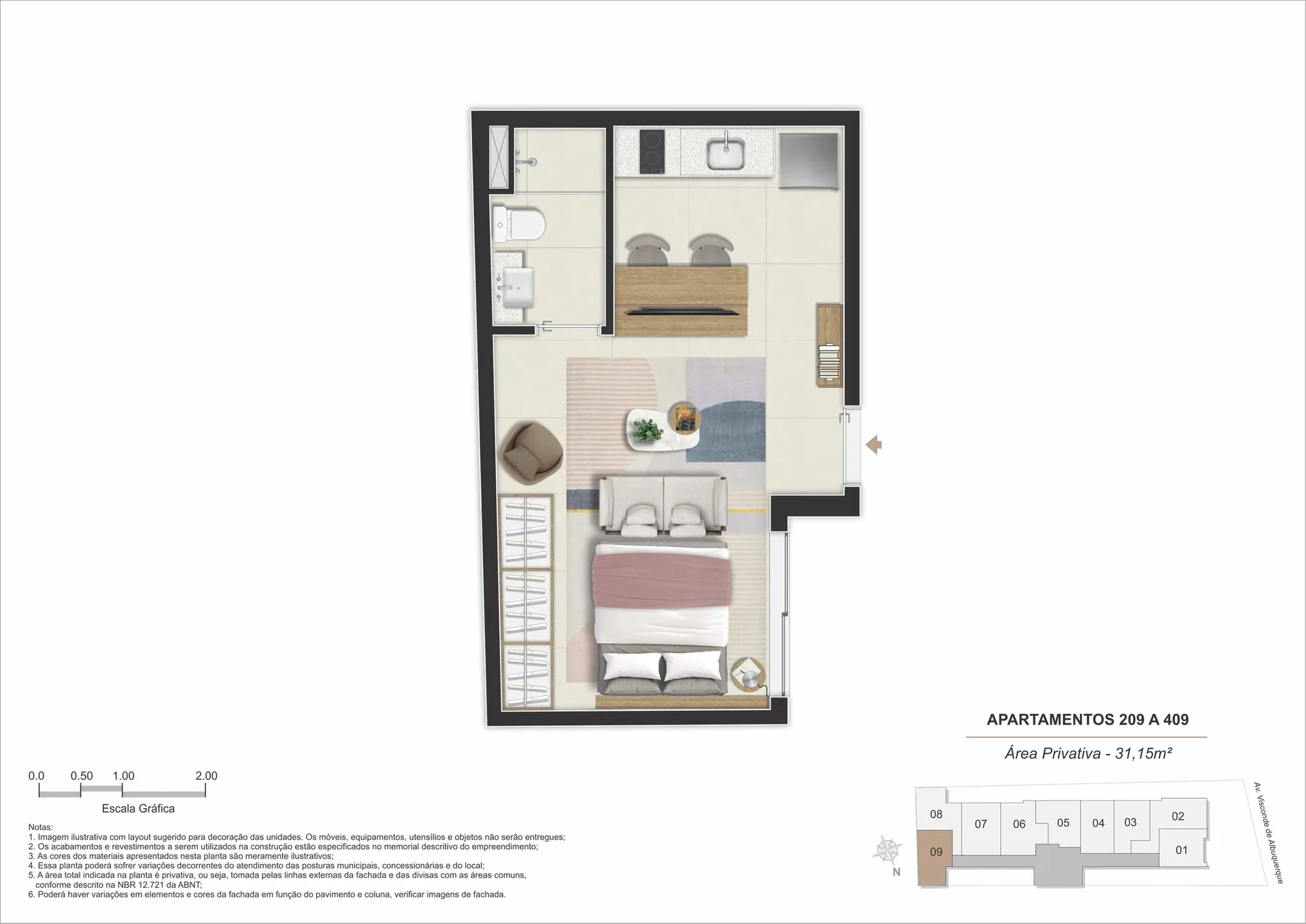 Planta 17: Stay 360 Leblon, apartamento de alto padrão no Leblon, Rio de Janeiro