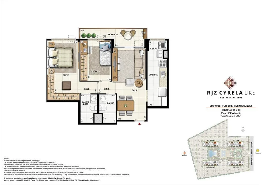 Planta 7: RJZ Cyrela Like, apartamento de alto padrão na Barra da Tijuca, Rio de Janeiro