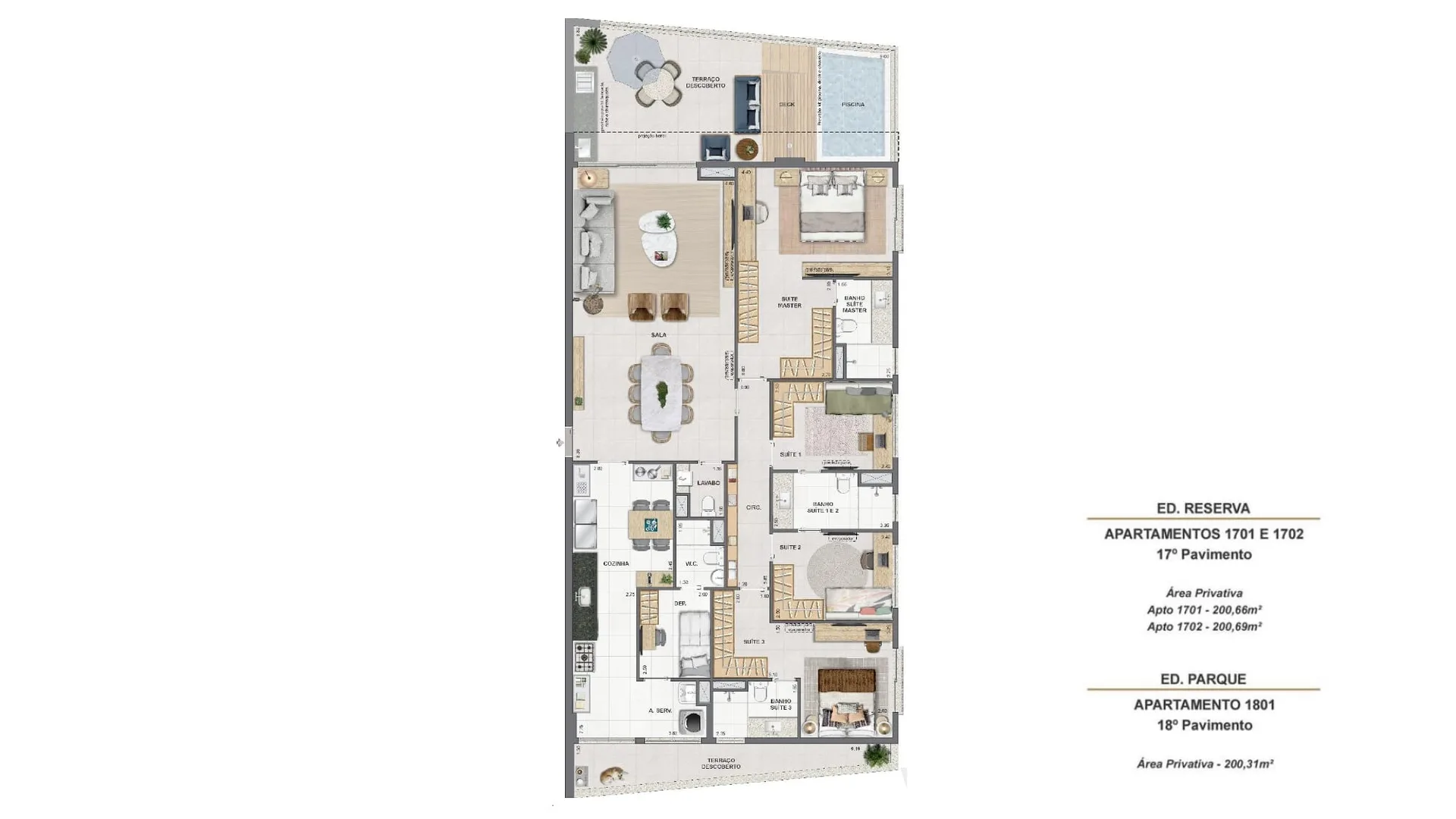 Planta 28: Endless Peninsula, apartamento de alto padrão na Barra da Tijuca, Rio de Janeiro